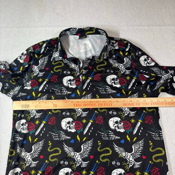 Golf Gods Lg Short Sleeve Polo All Over Print Tattoo Style Graphics Snakes Eagle - Picture 6 of 10